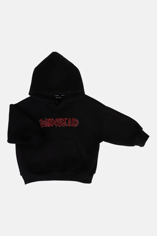 Bluza z kapturem BLACK MINIKID HOODIE Minikid – czarna bluza z haftem