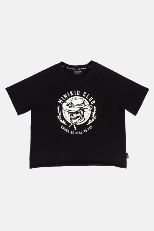 Koszulka BLACK SKULL T-SHIRT Minikid – czarna koszulka dziecięca z nadrukiem czaszki