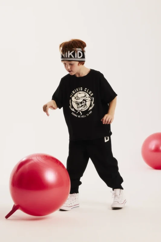T-shirt dziecięcy Minikid Black Skull – bawełna Oeko Tex