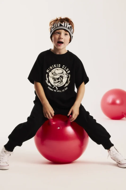 Koszulka BLACK SKULL T-SHIRT Minikid – czarna koszulka z czaszką
