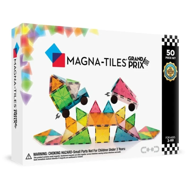 Klocki magnetyczne MAGNA-TILES® Grand Prix Frost 50 el. – tor wyścigowy kompatybilny z Connetix, Cleverclixx i Mideer