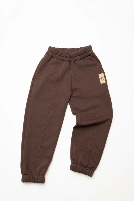 Spodnie ocieplane TUSS WINTER LOOSE choco – ciepłe spodnie dziecięce na misiu