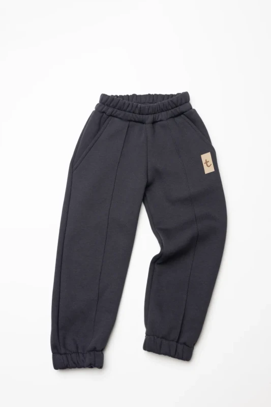 Spodnie ocieplane TUSS WINTER LOOSE dark – grafitowe spodnie dziecięce