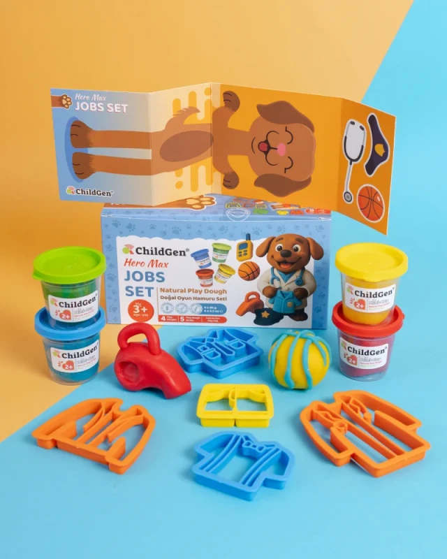 Dziecko bawi się ciastoliną Paw Pals Bohater Max Jobs Set