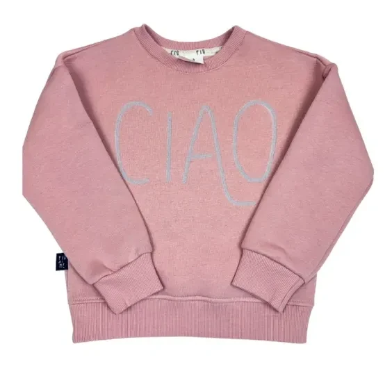 Bluza dla dziewczynki Piu di ME pudrowy róż nadruk CIAO