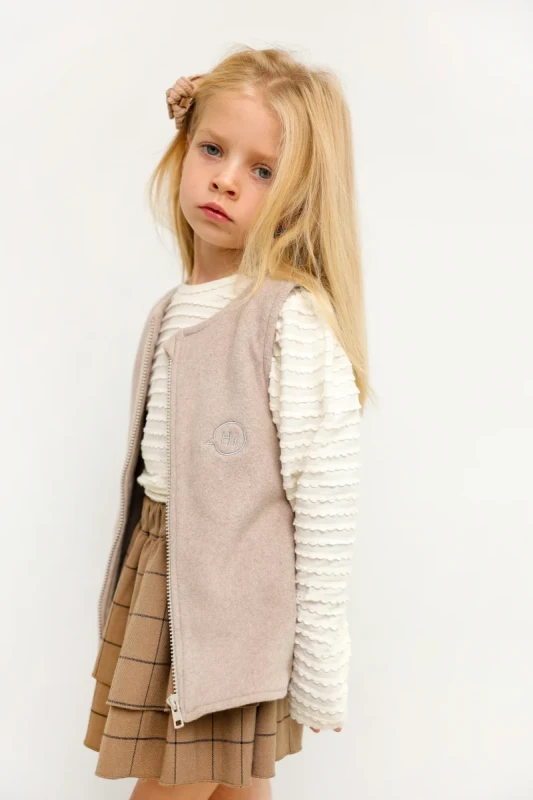 Premium kamizelka Piu di ME VEST / ZIP BEIGE dla chłopców i dziewczynek