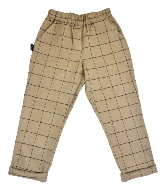 Spodnie dziewczęce Piu di ME BEIGE CHEQUERED