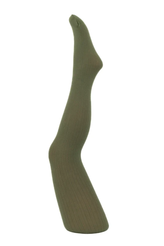 Rajstopki dziecięce NOQ by Knittex PUCHATKI / AGATKA w prążek – oliwka / Olive