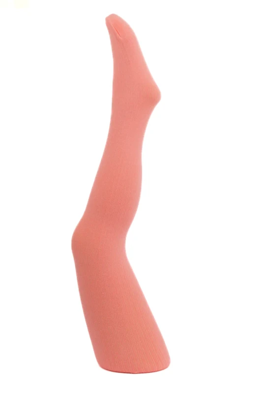Rajstopki dziecięce NOQ by Knittex PUCHATKI / AGATKA w prążek – łososiowe / Salmon