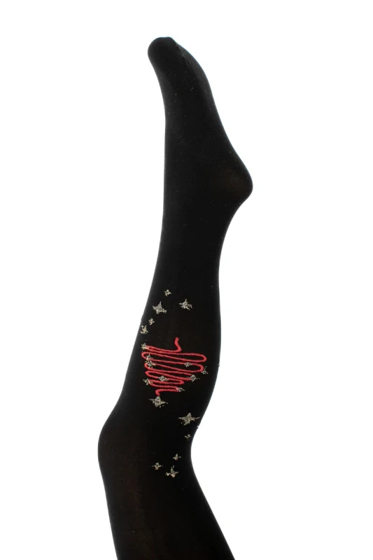 Rajstopki dziecięce wzorzyste CHRISTMAS TREE NERO – Knittex