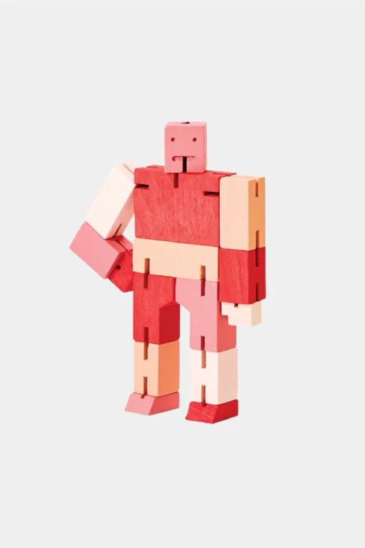 Drewniany robot Cubebot MICRO Red Multi Areaware – elastyczna figurka z drewna