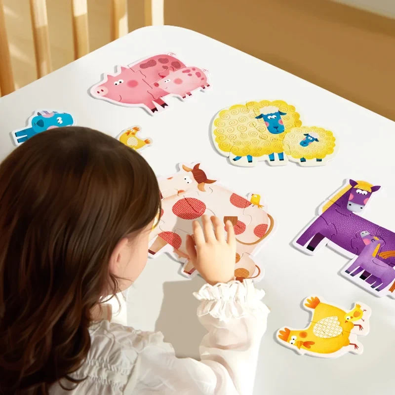 Puzzle Mideer 6w1 – kurczak, pies, świnia, koza, koń i krowa