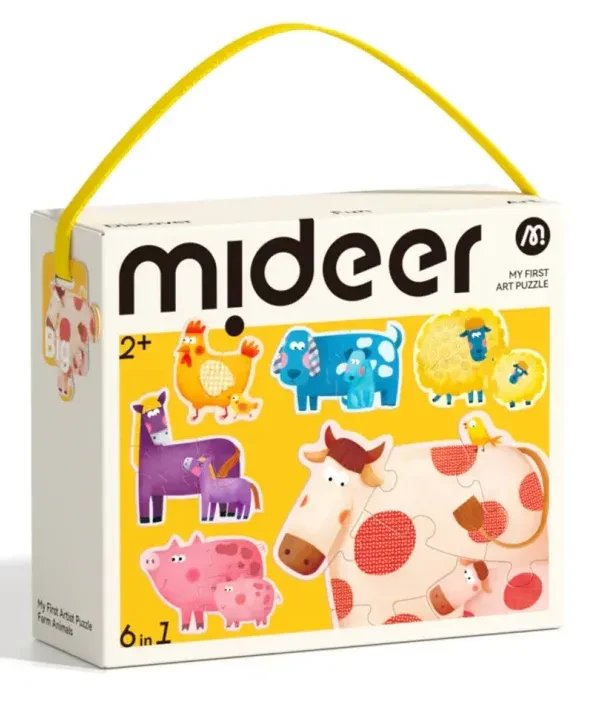 Moje pierwsze puzzle 6w1 Zwierzęta na farmie Mideer – edukacyjna układanka dla dzieci 2+