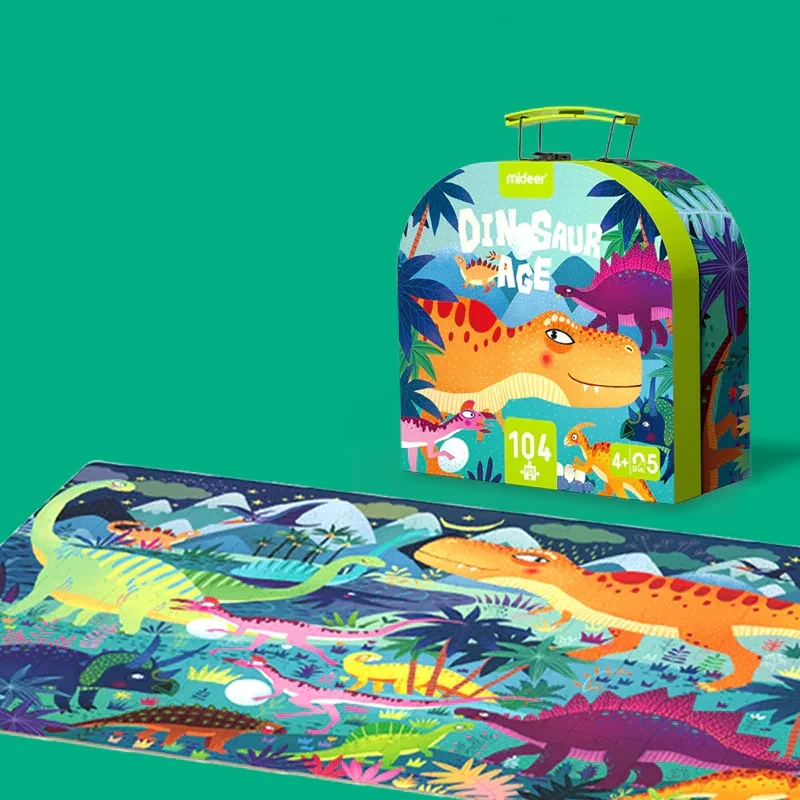 Puzzle w walizce Mideer z motywem dinozaurów