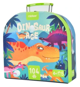 Puzzle dla dzieci w walizce Era dinozaurów 104 el. 4 lata+ mideer MD3026