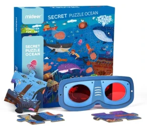 Sekretne puzzle z okularami 3D – Ocean 35 el. 3 lata+ mideer MD3097