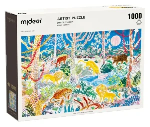 Puzzle artystyczne Księżyc w dżungli 1000 el. z przypinką i klejem 8 lat+ mideer MD3283