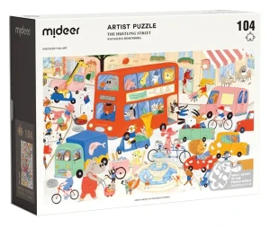 Puzzle artystyczne – Uliczny zgiełk 104 el. z przypinką i klejem 3 lata+ mideer MD3298