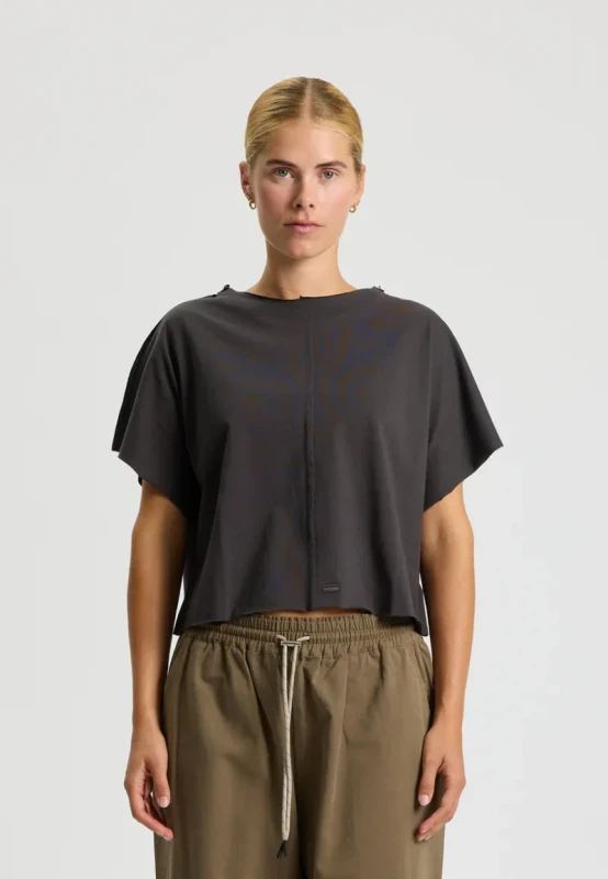 t-shirt organic cotton almost black – minimalistyczna koszulka damska