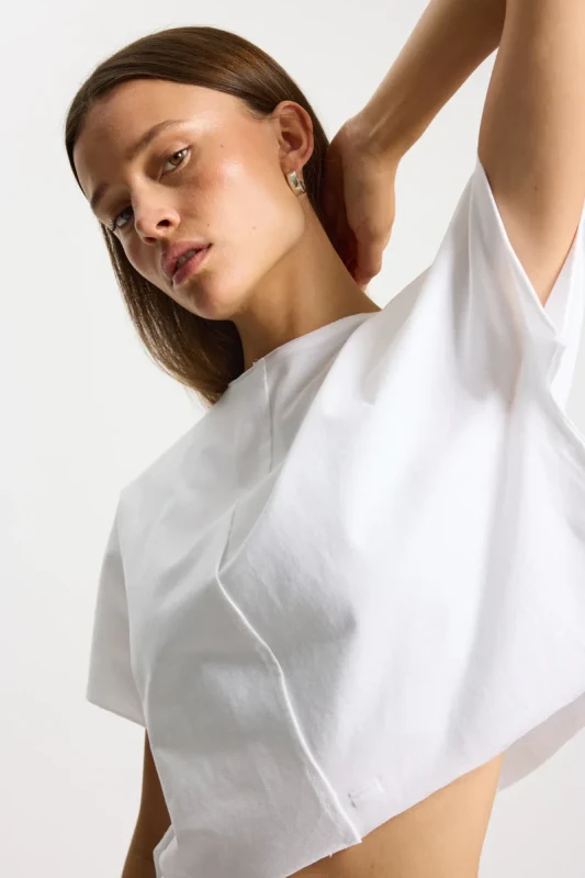 Rethinkit Studios tee short raw edges white – minimalistyczny t-shirt