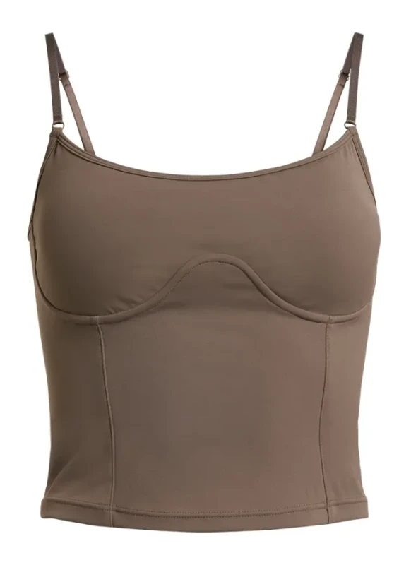 butter soft top true to body dark brown Rethinkit Studios – brązowy top sportowy damski