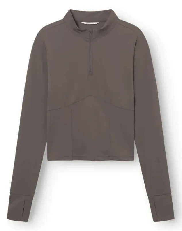 butter soft half zip true to body dark brown rethinkit studios – bluzka damska