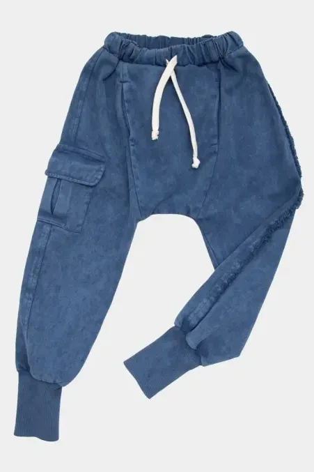 Spodnie Booso 209 Fringle Navy Pants – granatowe spodnie dziecięce z bawełny