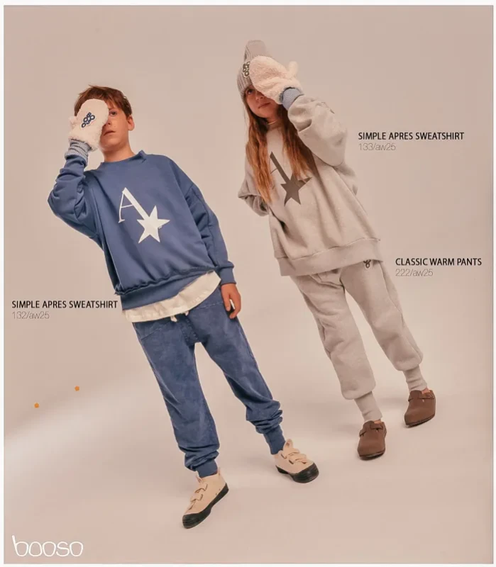 Dziecięce dresy booso 222 CLASSIC WARM PANTS z miękkim miśkiem od spodu