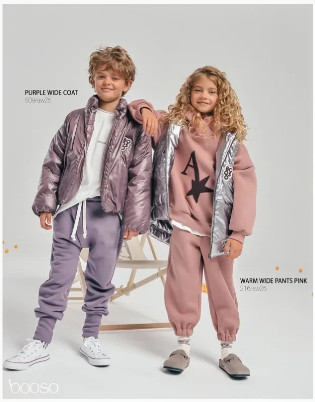 Kurtka dziecięca booso purple wide coat bomber