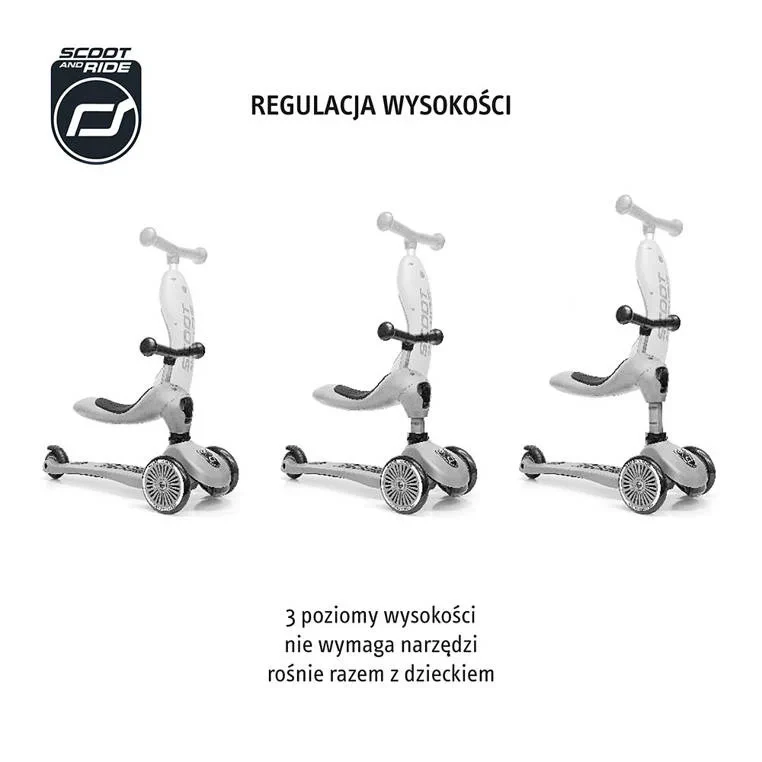 hulajnoga i jeździk 2w1 scoot and ride zebra regulacja siedziska