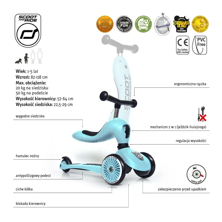 scoot & ride highwaykick 1 blueberry widok boczny