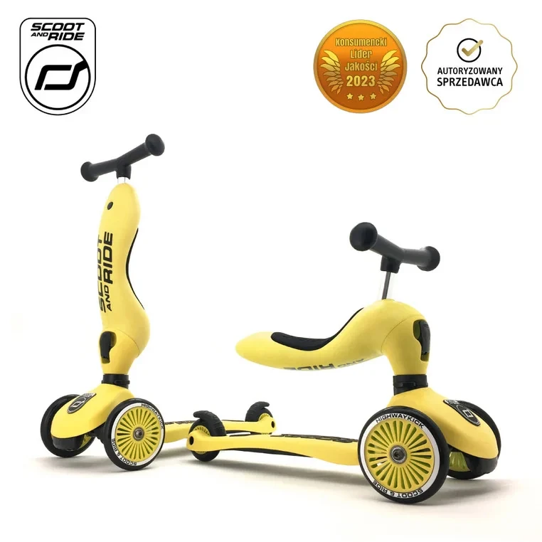Scootandride Highwaykick 1 Lemon jeździk i hulajnoga 2w1