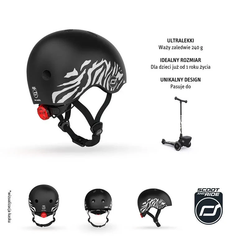 Ultralekki kask SCOOT&RIDE z magnetycznym zapięciem i regulacją obwodu