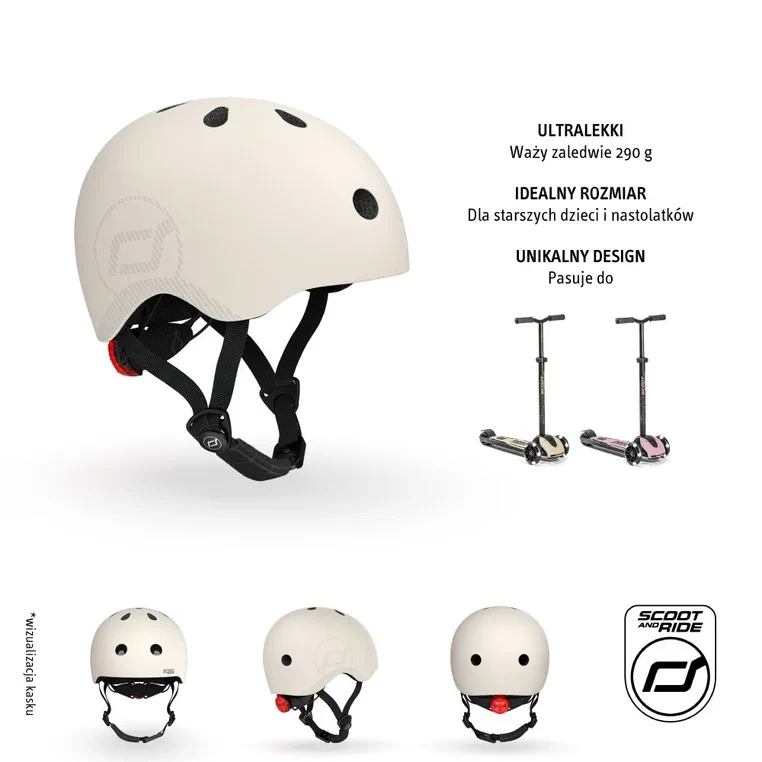 Ultralekki kask SCOOT&RIDE z magnetycznym zapięciem i regulacją obwodu