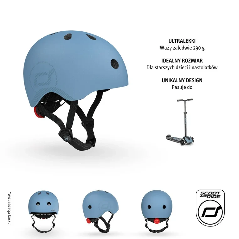 Ultralekki kask SCOOT&RIDE z magnetycznym zapięciem i regulacją obwodu