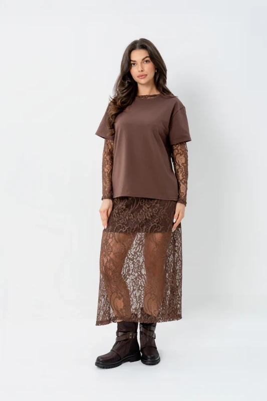 Polski longsleeve koronkowy BOPOCO 100% poliester