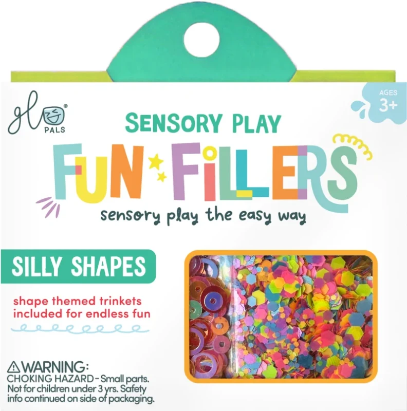 KSZTAŁTY Fun Fillers – figurki w kształtach i brokat do słoików sensorycznych Glo Pals