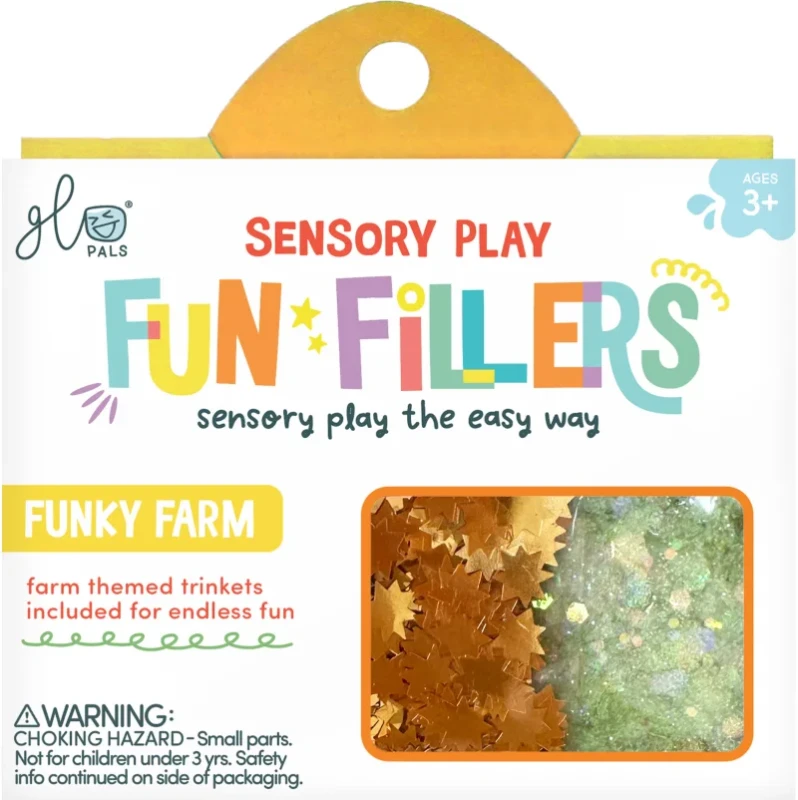 FARMA Fun Fillers – figurki zwierzątek i brokat do słoików sensorycznych Glo Pals
