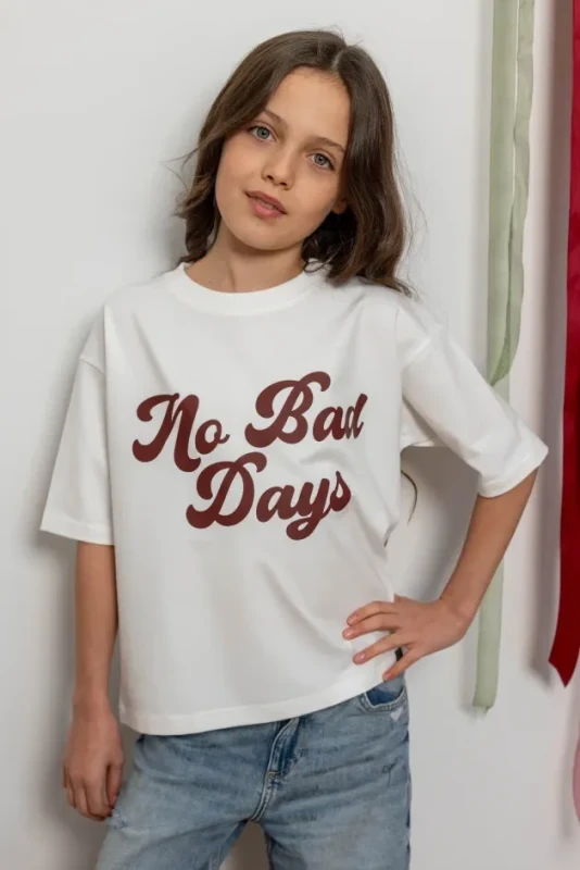 T-shirt dziecięcy NO BAD DAYS śmietankowy All For Kids & Bopoco