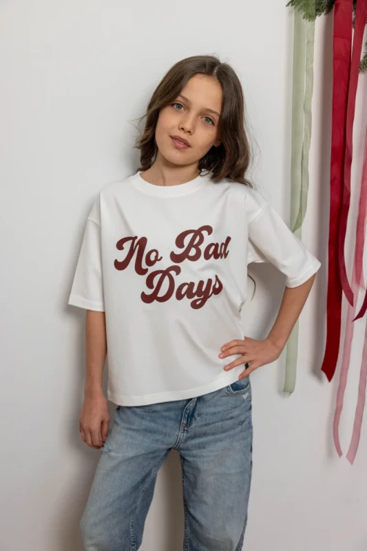 casual T-shirt dziecięcy śmietankowy