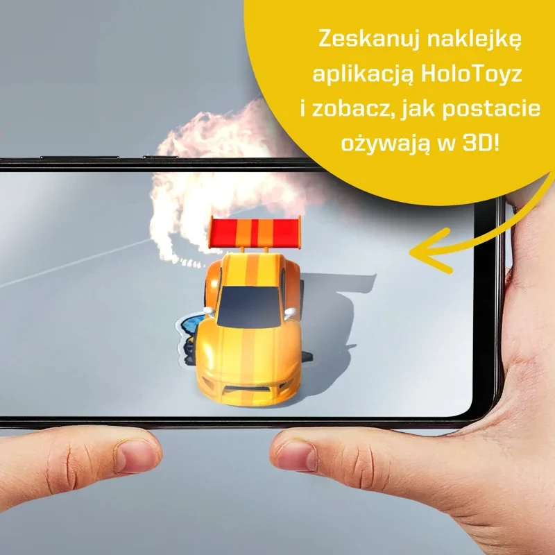 Pojazdy animowane w AR na naklejkach dla dzieci 3+
