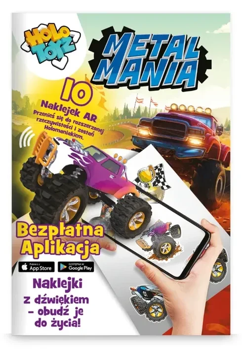 Naklejki AR Metal Mania z animowanymi pojazdami 3D dla dzieci