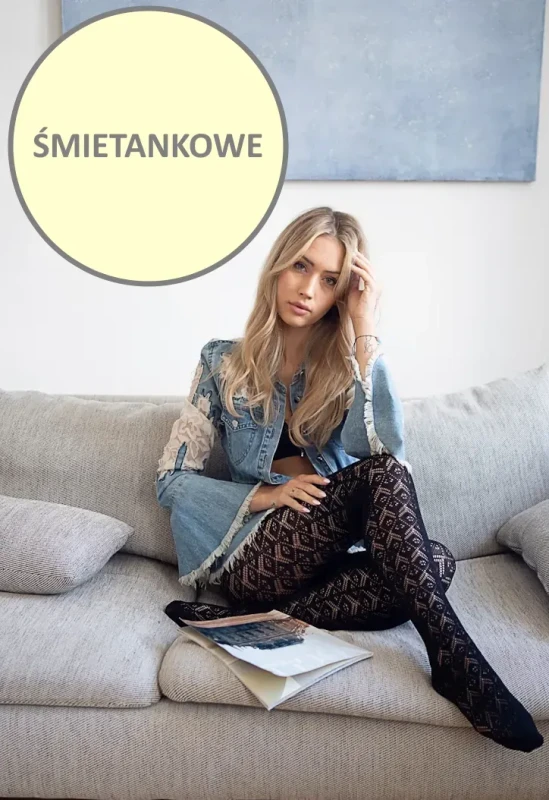 Damskie rajstopy HARISSA ażurowe Ecru NOQ by Knittex