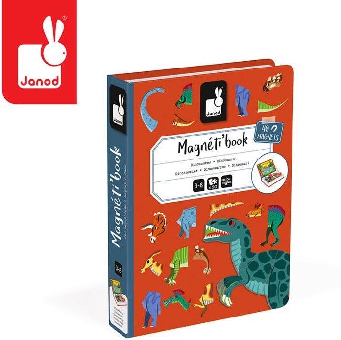Magnetyczna układanka Dinozaury Magnetibook 3 lata+ Janod J02590