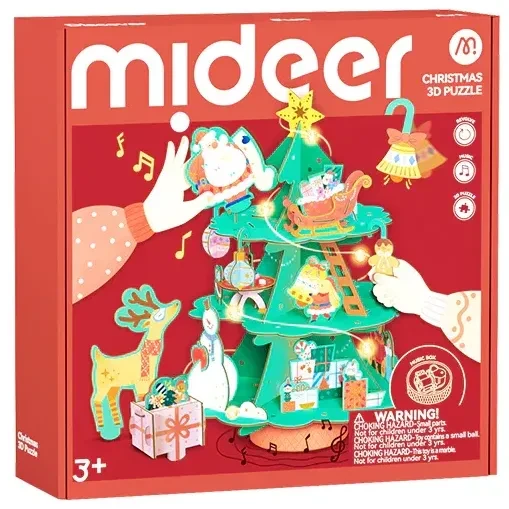 Puzzle 3D Mideer – obrotowa choinka z pozytywką 3+