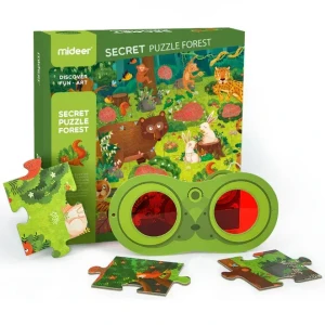 Sekretne puzzle z okularami 3D – Las 35 el. 3 lata+ mideer MD3096