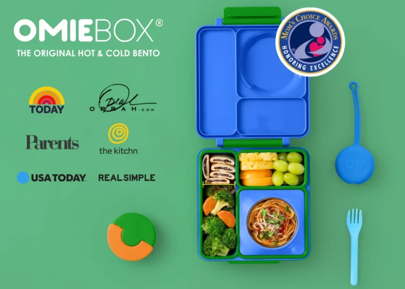 OmieBox Monster Blue widok zestawu z termosem