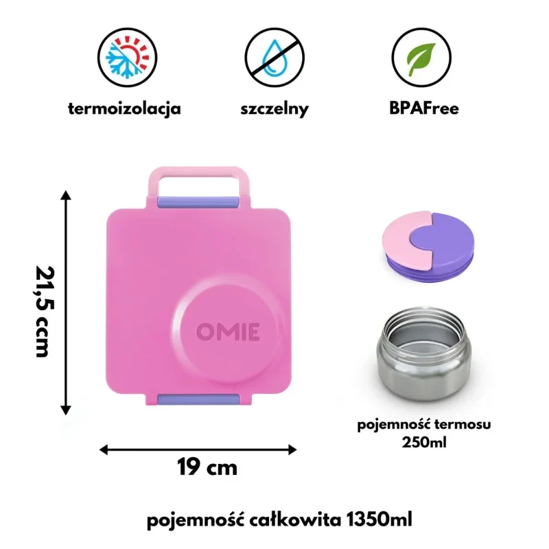 OmieBox Unicorn Pink widok zestawu z termosem