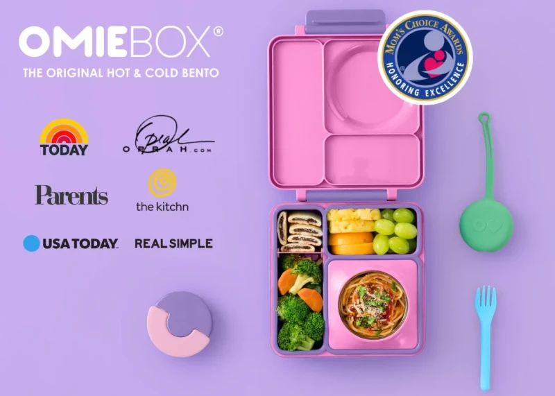 Dziecięcy lunchbox OmieBox Unicorn Pink w kolorze różowo-fioletowym