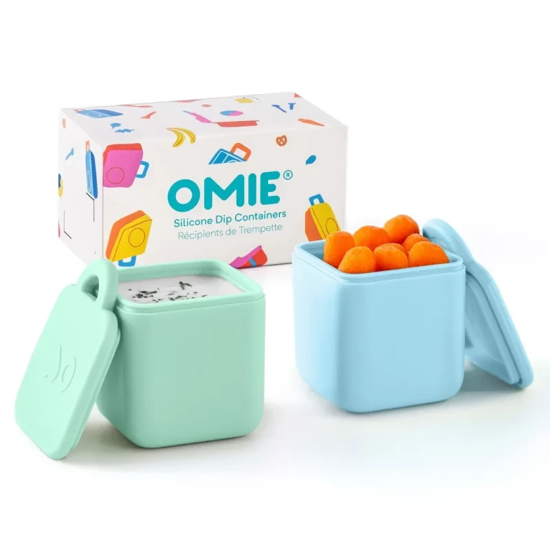 Pojemniczki silikonowe OmieDip Blue Mint do szkoły